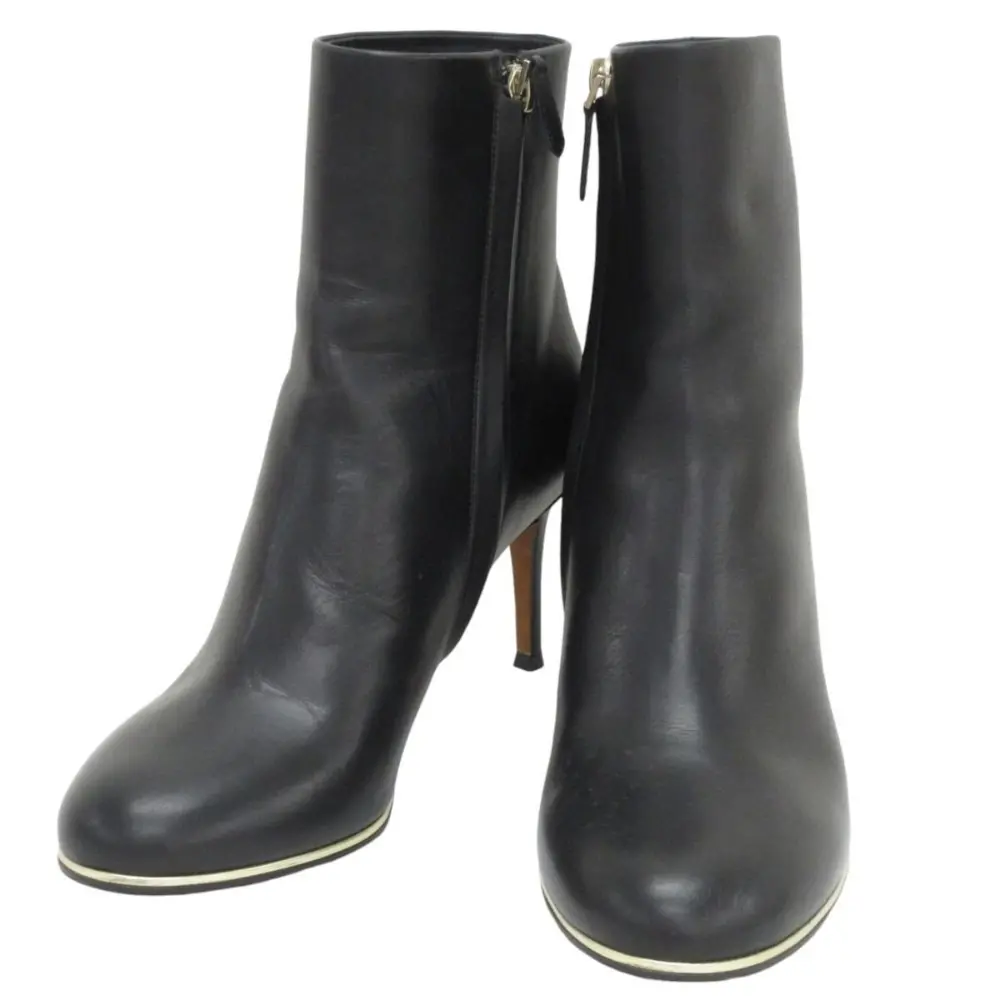 GIVENCHY ジバンシイ レザー サイドジップ ヒール ショートブーツ 37 24cm相当 ブラック