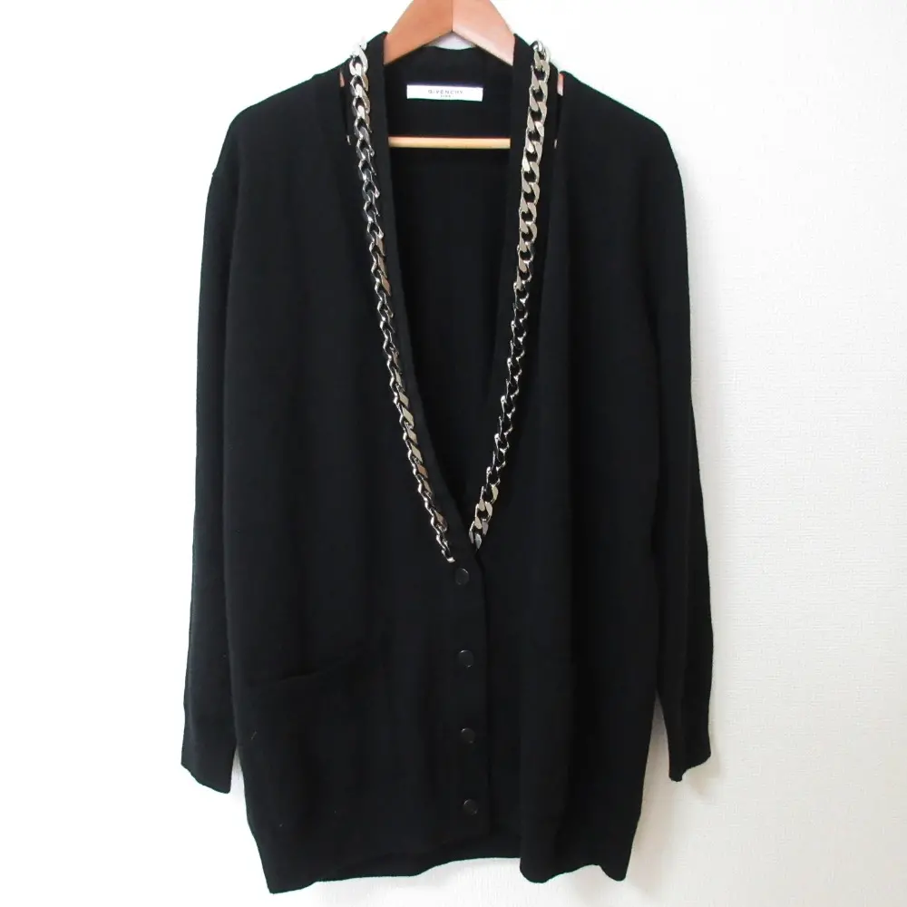  GIVENCHY ジバンシィ チェーントリム ニットカーディガン サイズM ブラック