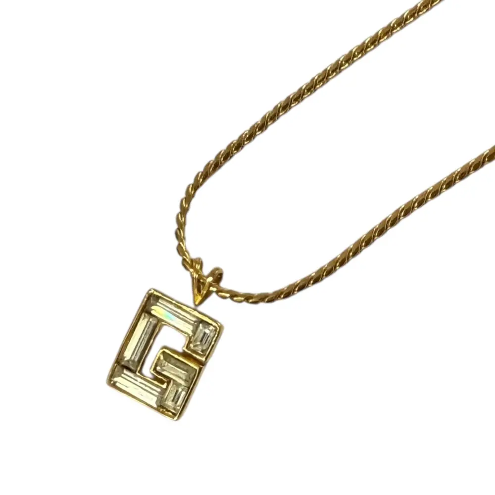 GIVENCHY ジバンシー ロゴモチーフ ラインストーン ネックレス ゴールドカラー