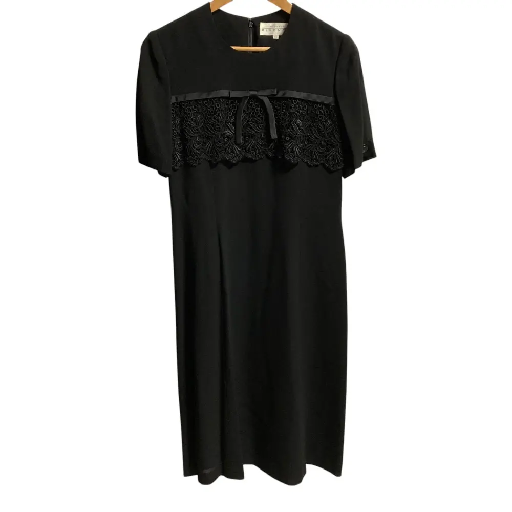 GIVENCHY ジバンシィ フォーマル レース切り替え ワンピース サイズ12 ブラック
