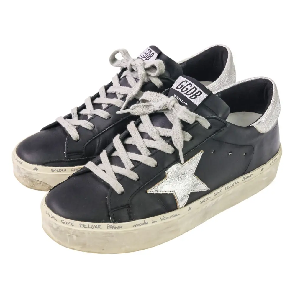 GOLDEN GOOSE ゴールデングース HI STAR ヴィンテージ加工 スニーカー サイズ37 24.5cm相当 ブラック シルバー