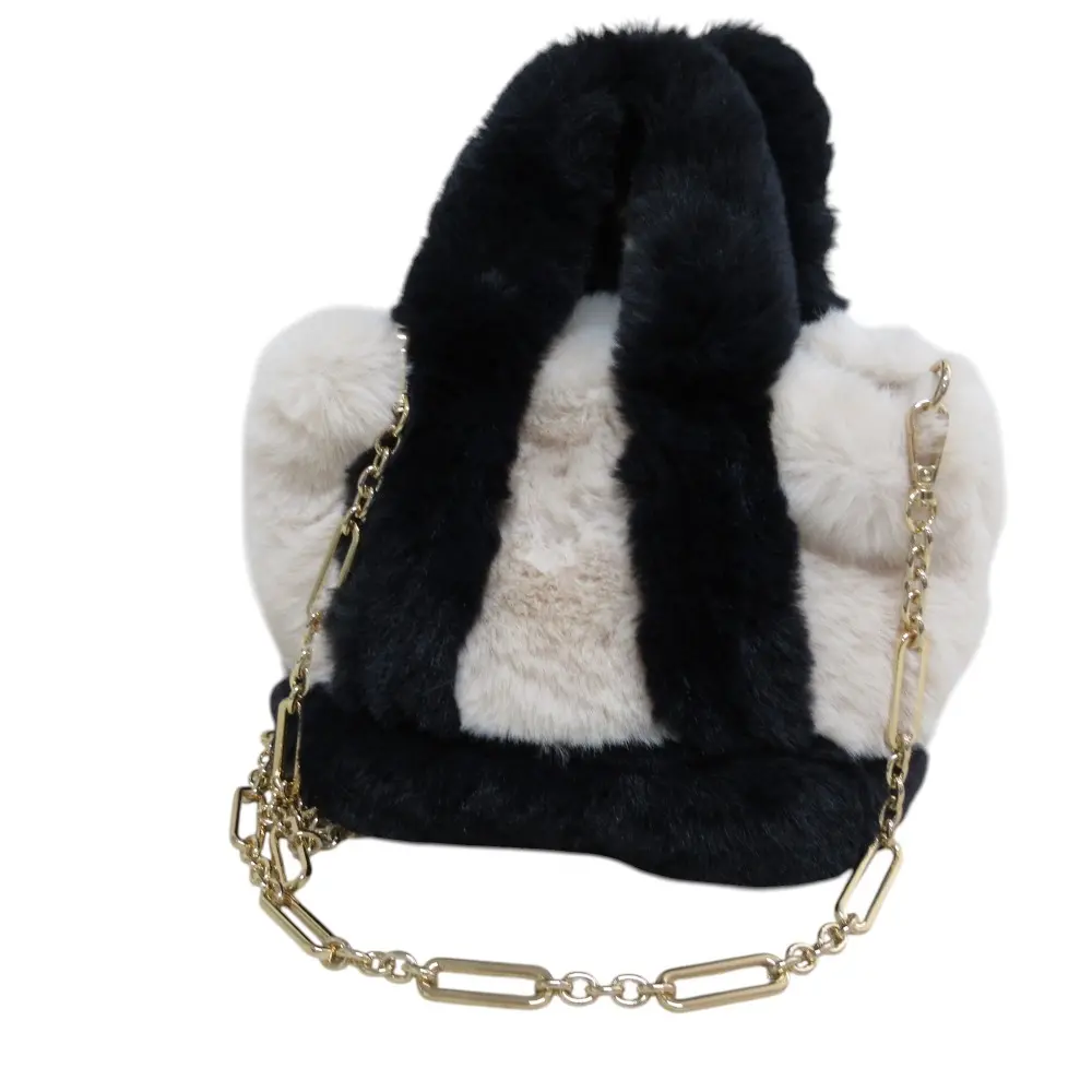 good grief グッドグリーフ FAUX FUR TOTE BAG SMALL 2WAY チェーンショルダーバッグ ハンドバッグ ネイビー ホワイト