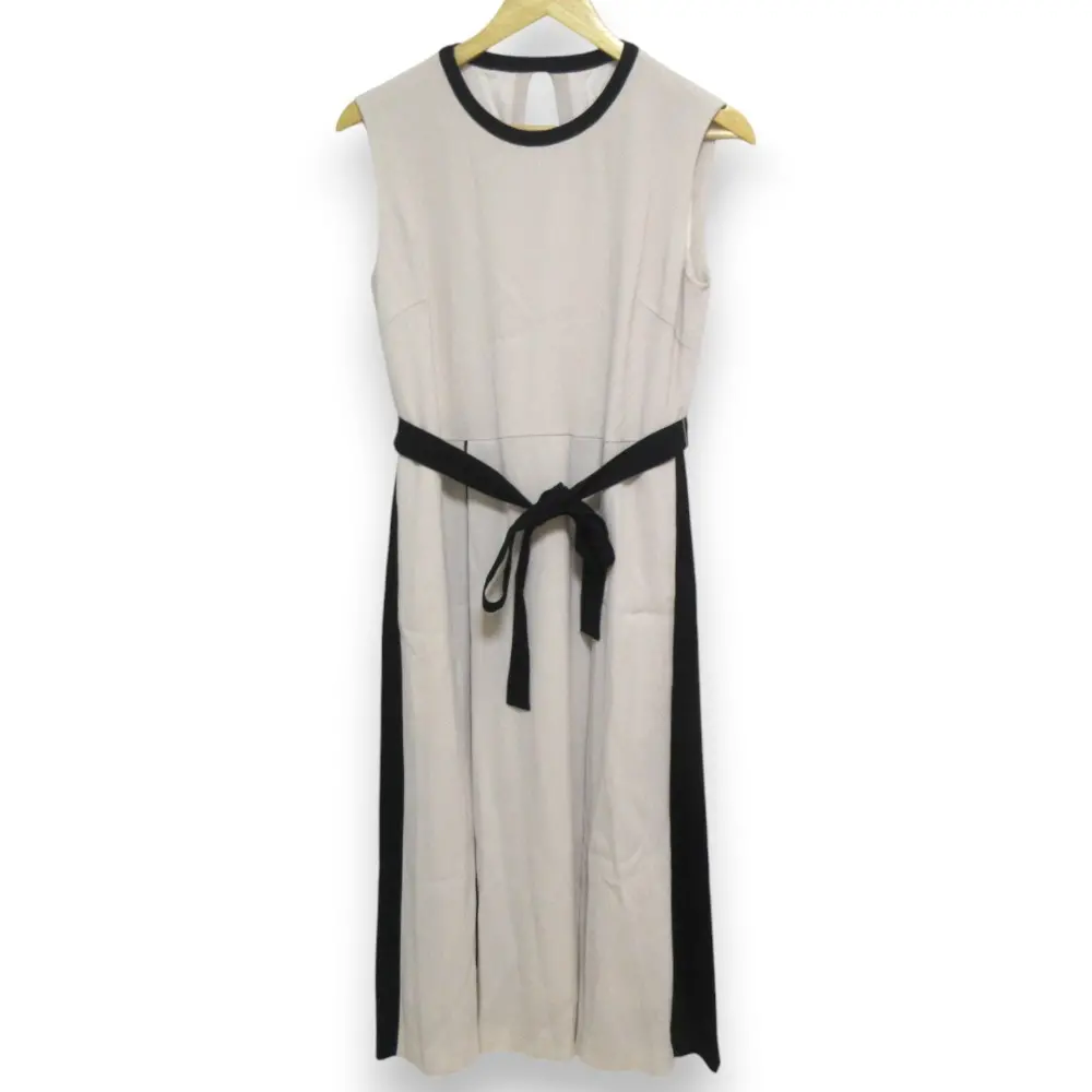 23SS Grace Class グレースクラス タックバイカラー ノースリーブ ロングドレス ワンピース サンプル F ベージュ×ブラック