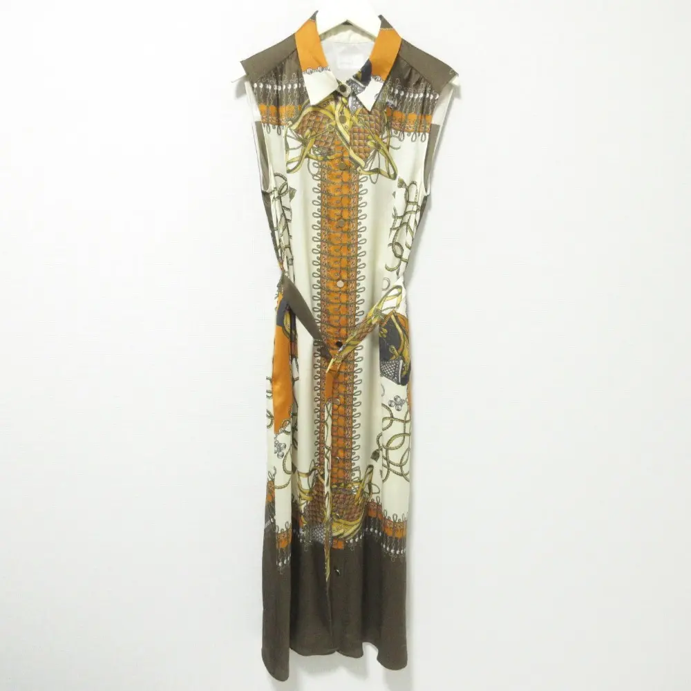 22AW Grace Class グレースクラス ツイルスカーフシャツドレス ノースリーブ ロング丈 ワンピース 0222331017 38 キャメル