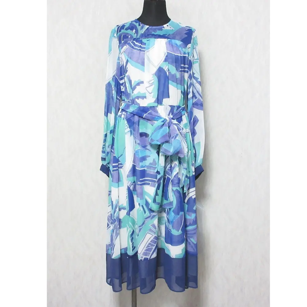 GRACE CLASS グレースクラス グレースコンチネンタル 24SS アールデコリゾートプリントワンピース 0224131013 36 ブルー