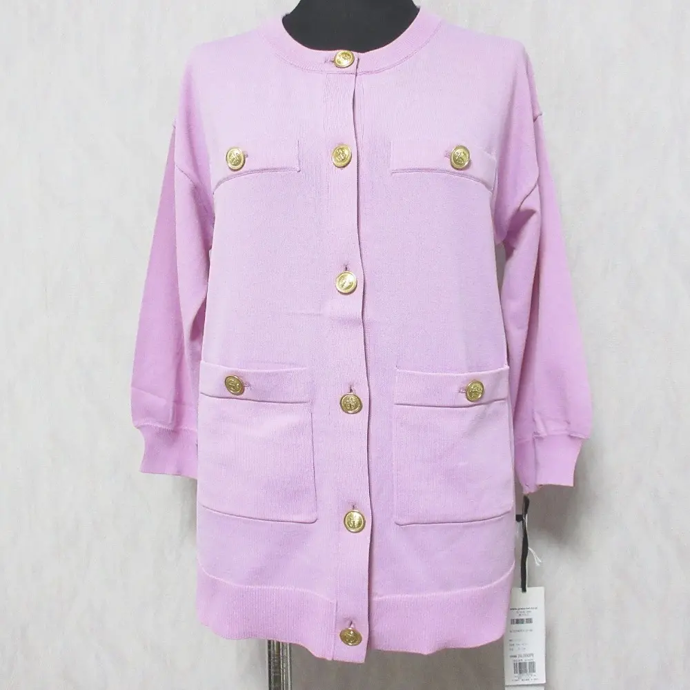 Grace Class グレースクラス グレースコンチネンタル 24SS ハイゲージ天竺編 配色ニットカーディガン 0224253115 36 ピンク