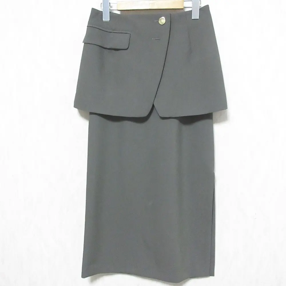 24SS Grace Class グレースクラス グレースコンチネンタル ロング丈 レイヤードペンシルスカート 0224221076 36 グレー