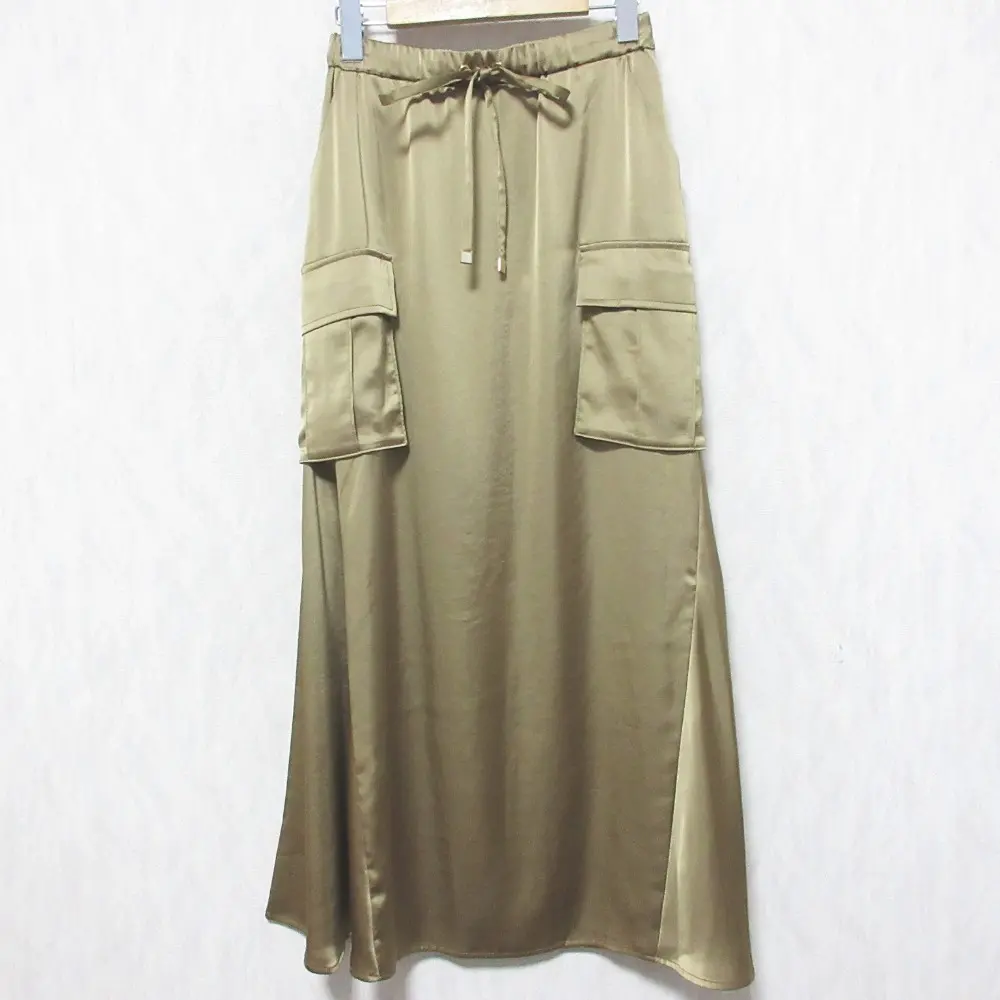 23AW Grace Class グレースクラス グレースコンチネンタル サテンミリタリーロングスカート 0223321100 36 カーキ