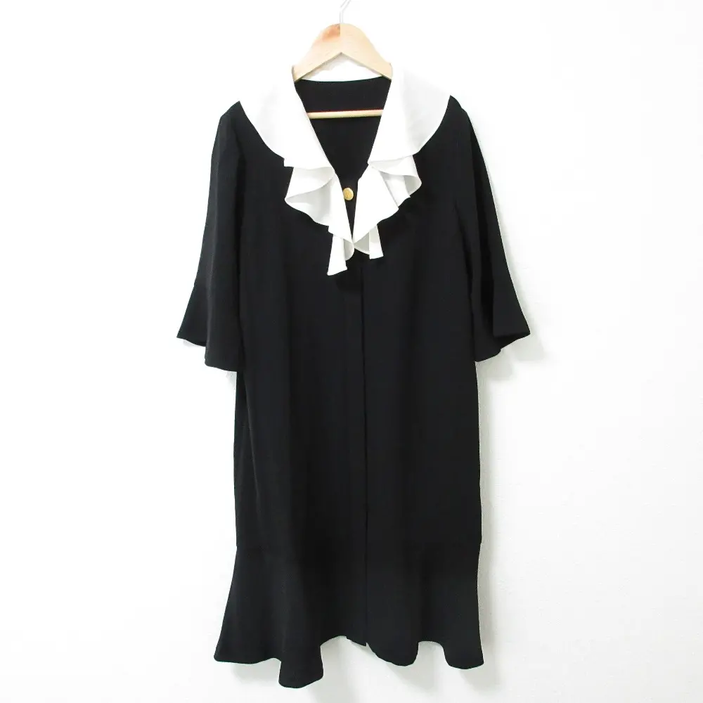 23SS Grace Class グレースクラス グレースコンチネンタル ラッフルバイカラーミニドレス ワンピース 0223235112 36 ブラック