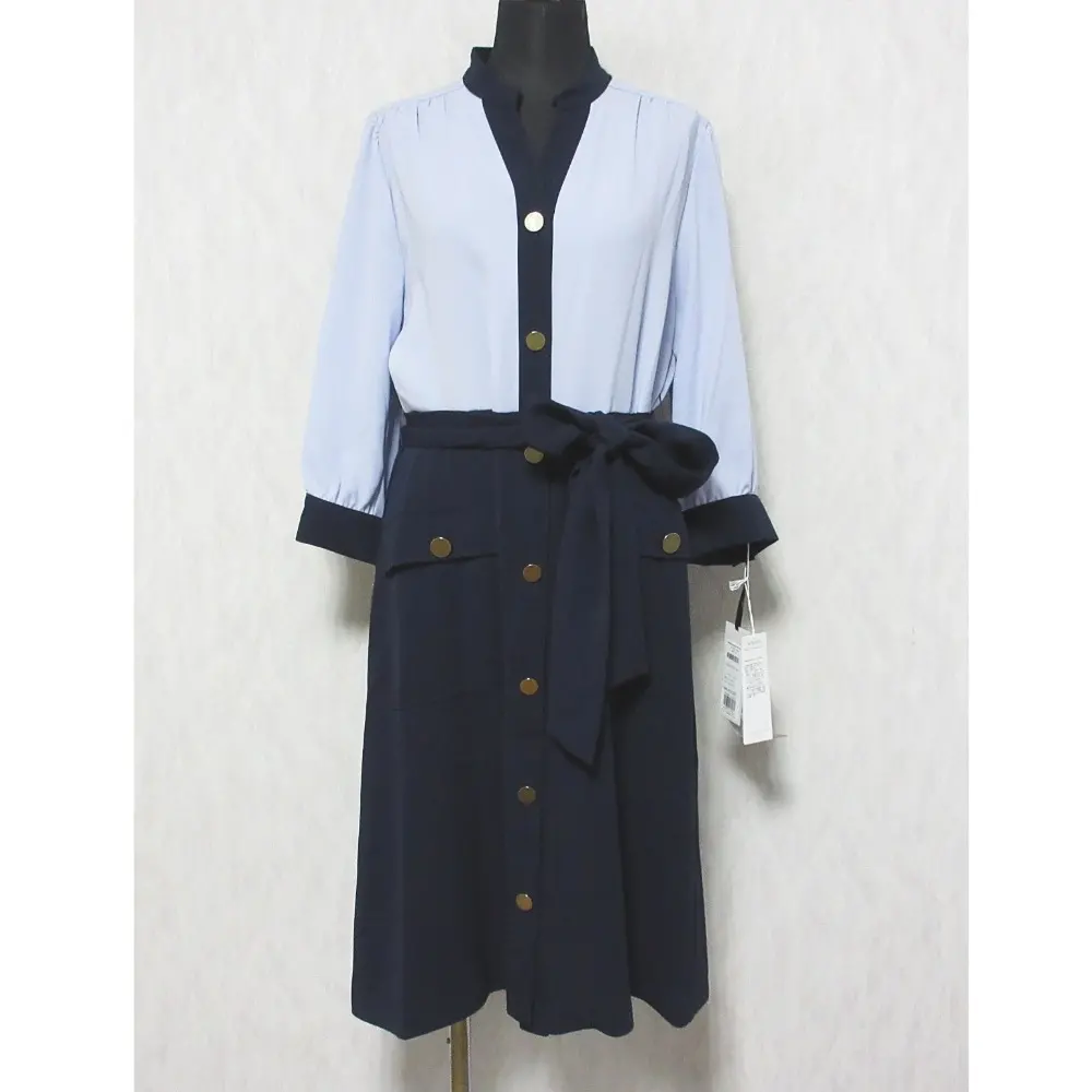23SS Grace Class グレースクラス グレースコンチネンタル カラーブロックシャツワンピース 0223131077 36 ネイビー