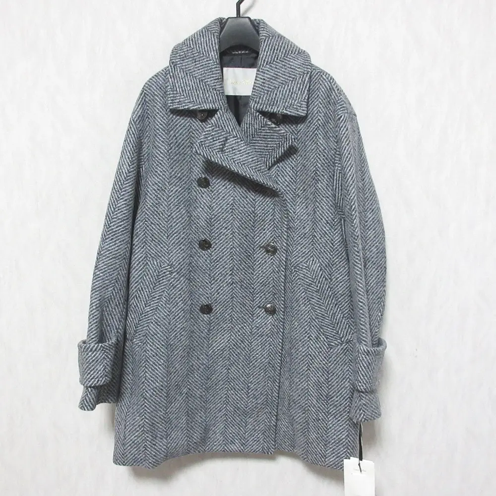 23AW Grace Class グレースクラス グレースコンチネンタル ヘリンボーンピーコート オーバーサイズ Pコート 0223469124 36 グレー