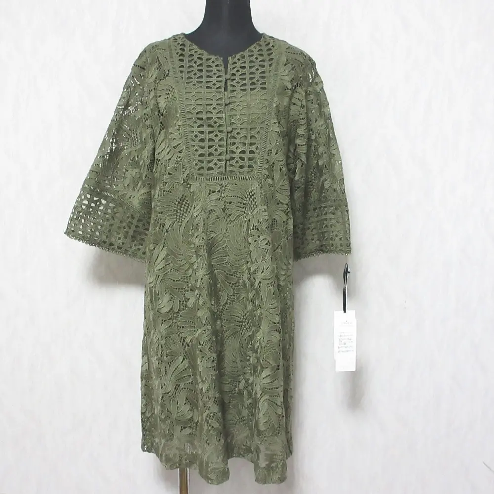 22AW Grace Class グレースクラス グレースコンチネンタル ケミカルカフタンワンピース レースドレス 0222331041 36 カーキ