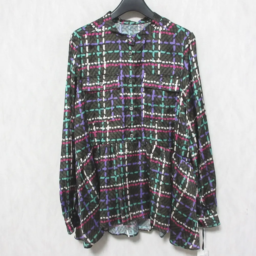 23AW Grace Class グレースクラス グレースコンチネンタル ヘリンボーンチェックシャツ ブラウス 0223341221 36 チャコール