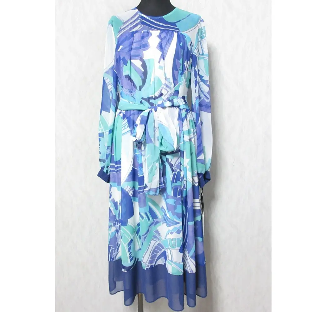 訳アリ 24SS Grace Class グレースクラス グレースコンチネンタル アールデコリゾートプリントワンピース 0224131013 36 ブルー