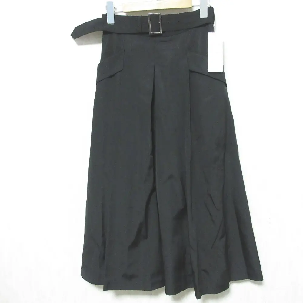 24SS Grace Class グレースクラス グレースコンチネンタル ロング グログランタックフレアスカート 0224121155 36 ブラック