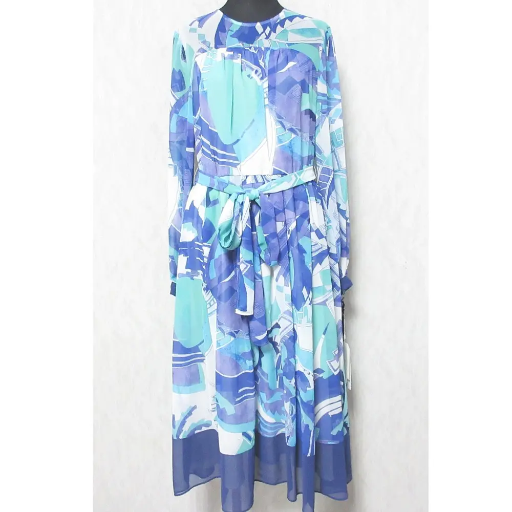 24SS Grace Class グレースクラス グレースコンチネンタル アールデコリゾートプリントワンピース 0224131013 36 ブルー