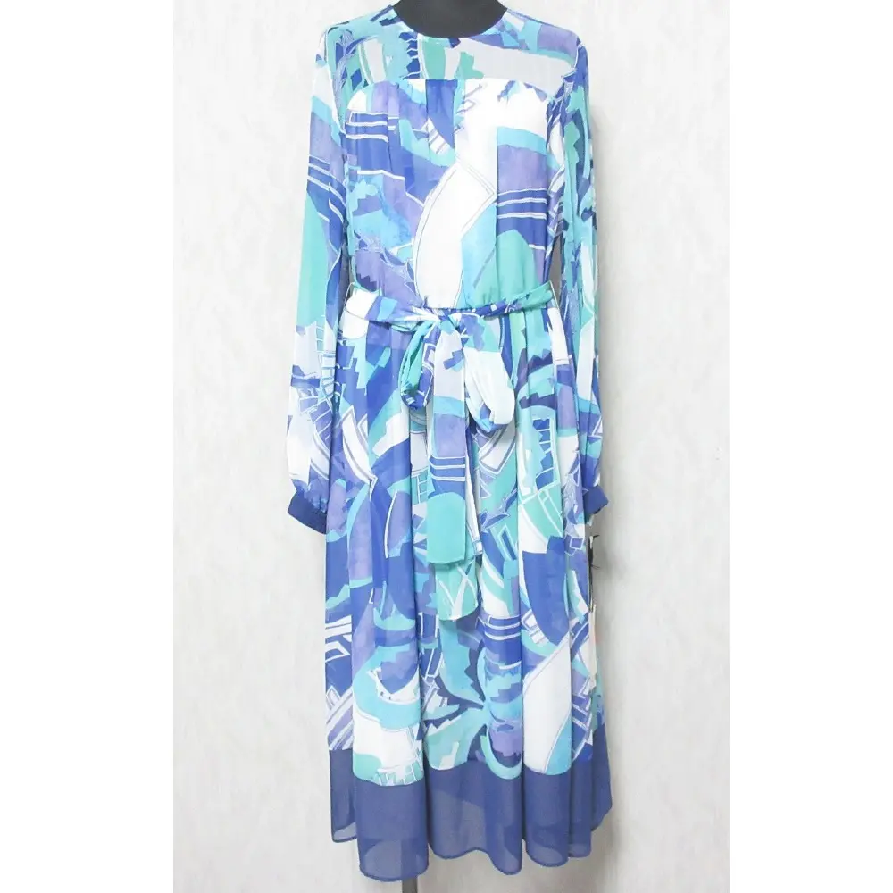 24SS Grace Class グレースクラス グレースコンチネンタル アールデコリゾートプリントワンピース 0224131013 38 ブルー