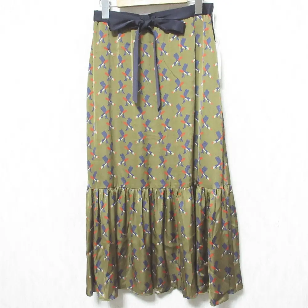 23AW Grace Class グレースクラス グレースコンチネンタル サテン ロング フレア ナイトparisスカート 0223321101 38 カーキ