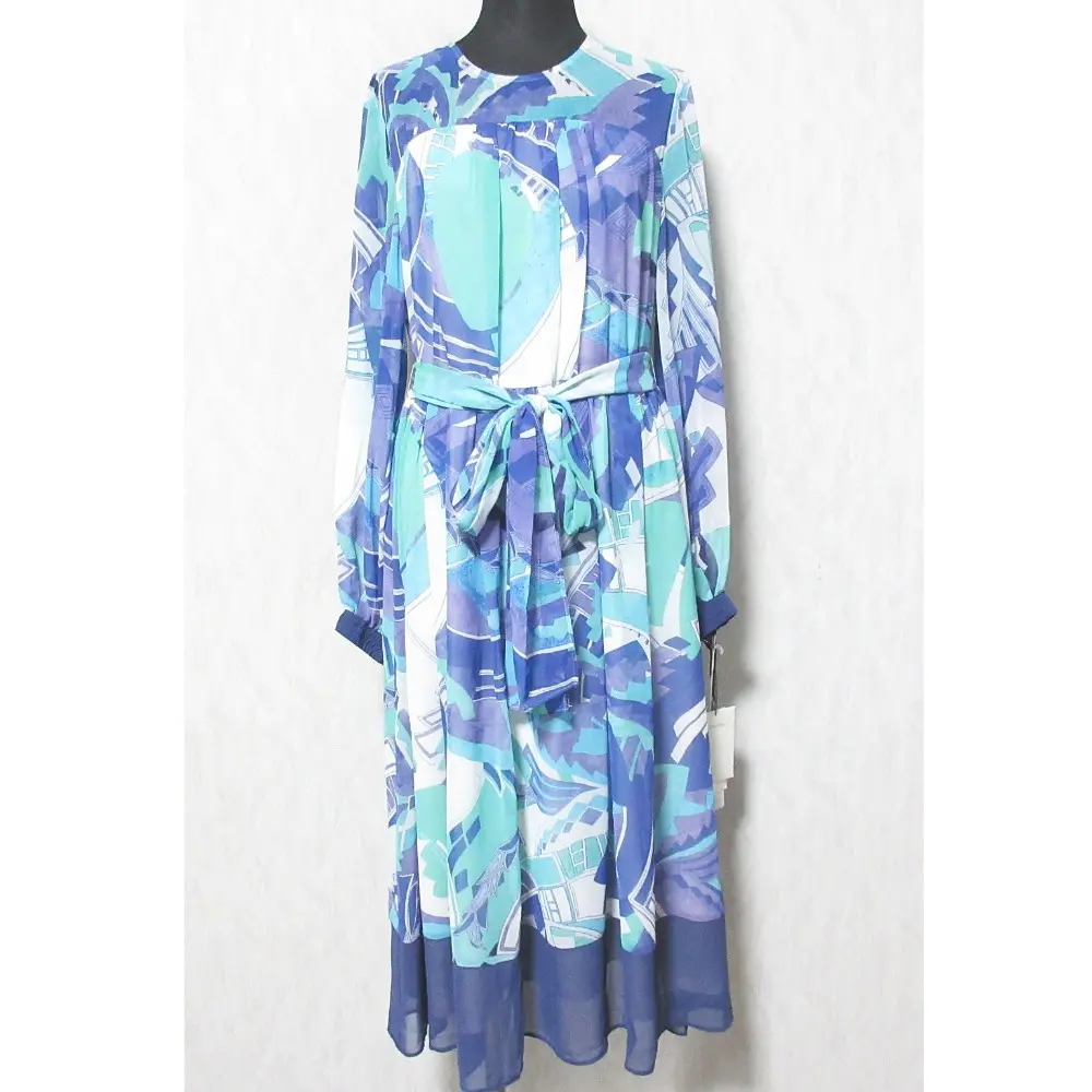 24SS Grace Class グレースクラス グレースコンチネンタル アールデコリゾートプリントワンピース 0224131013 36 ブルー