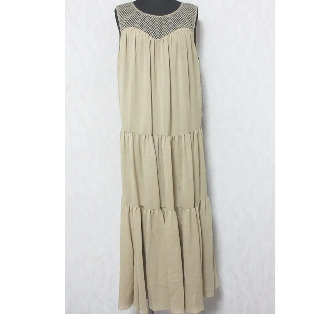 24SS GRACE CLASS グレースクラス シアードレープマキシ メッシュ 切替 ノースリーブ ワンピース 0224231122 38 キャメル