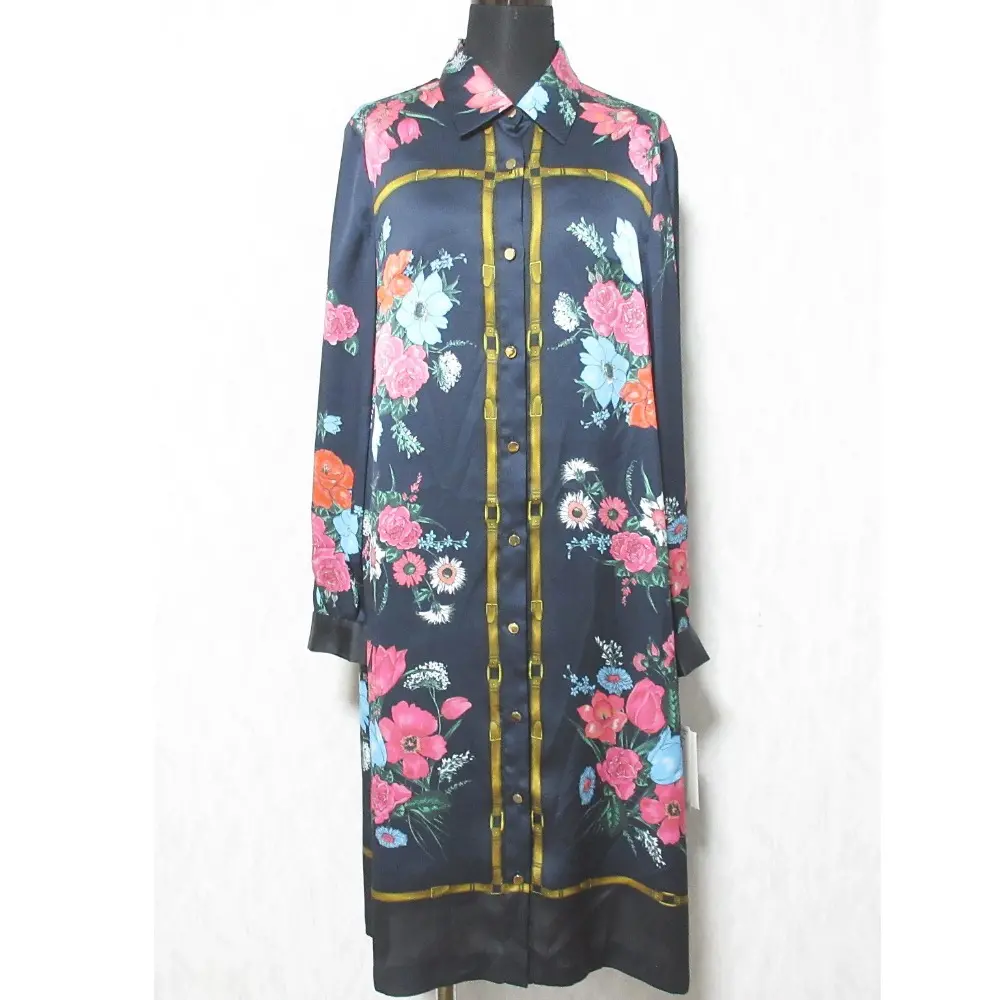 25SS Grace Class グレースクラス グレースコンチネンタル ボタニカルスカーフプリントワンピース 0225131013 36 ネイビー