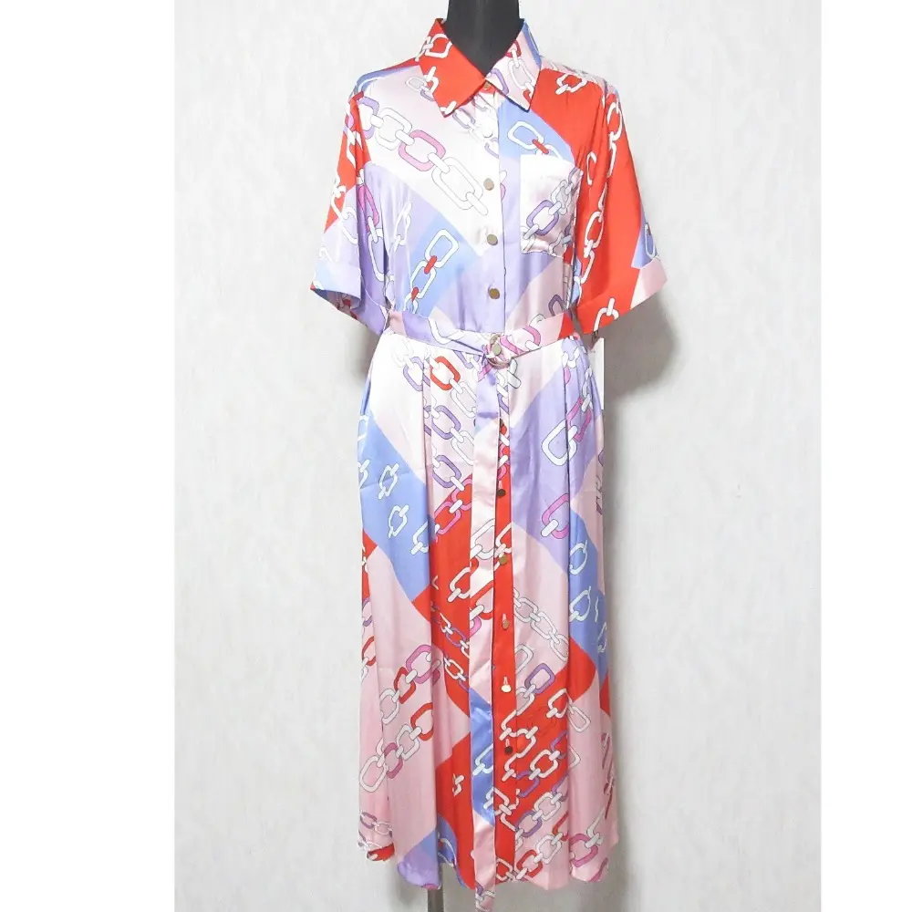 25SS Grace Class グレースクラス グレースコンチネンタル チェーンシャツドレス 0225131040 36 レッド ピンク