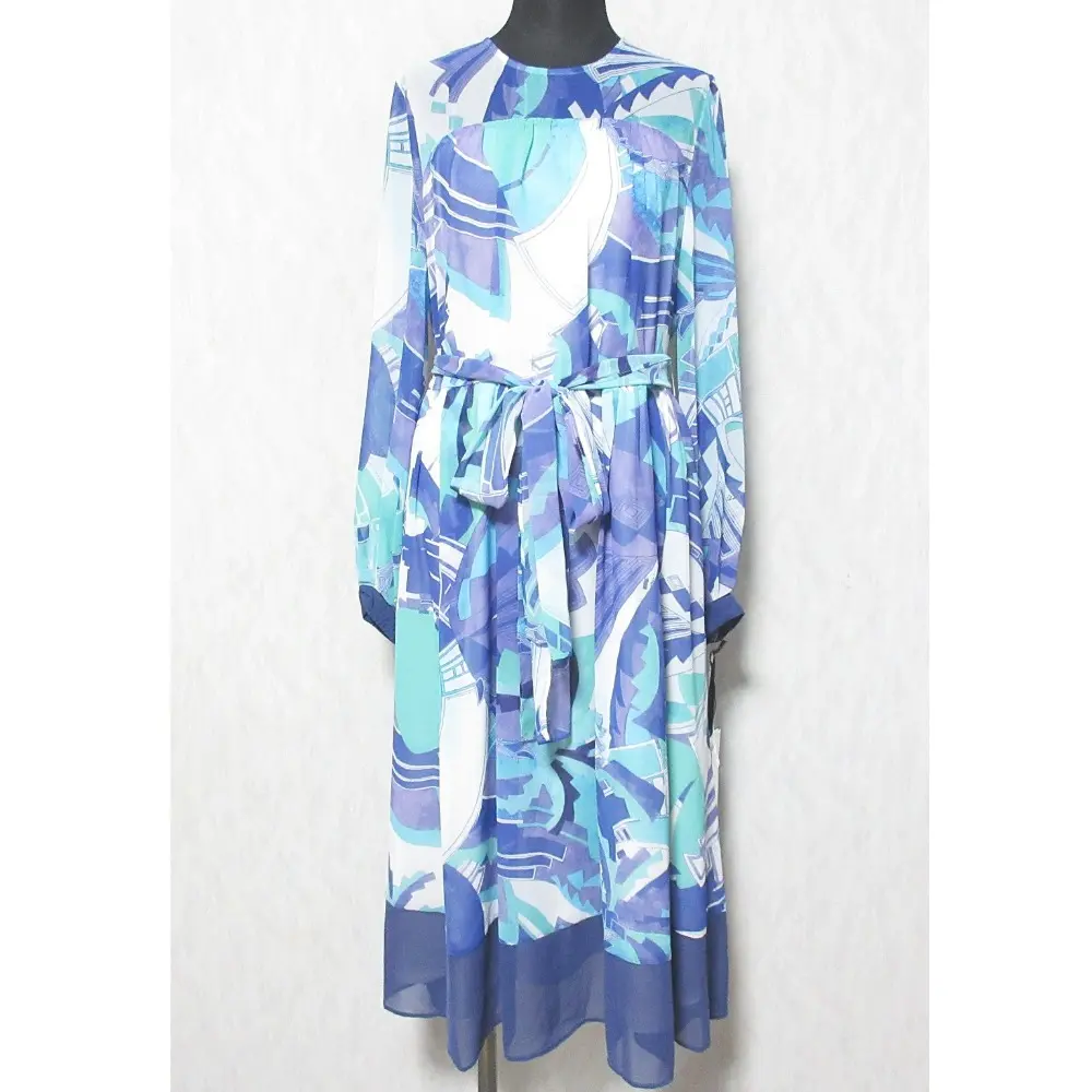 24SS Grace Class グレースクラス グレースコンチネンタル アールデコリゾートプリントワンピース 0224131013 36 ブルー