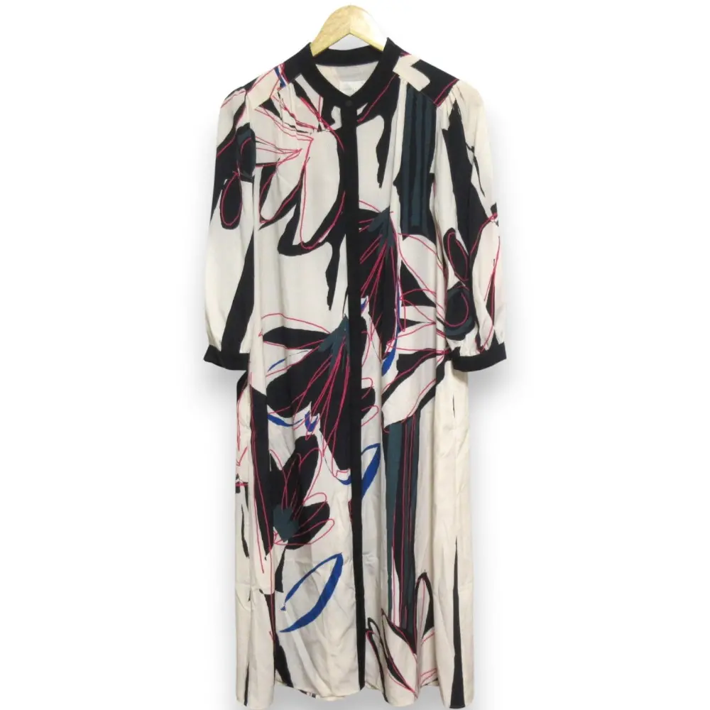 24SS GRACE CLASS グレースクラス キカラインフラワー 長袖 ロングワンピース サイズ38 キナリ マルチカラー