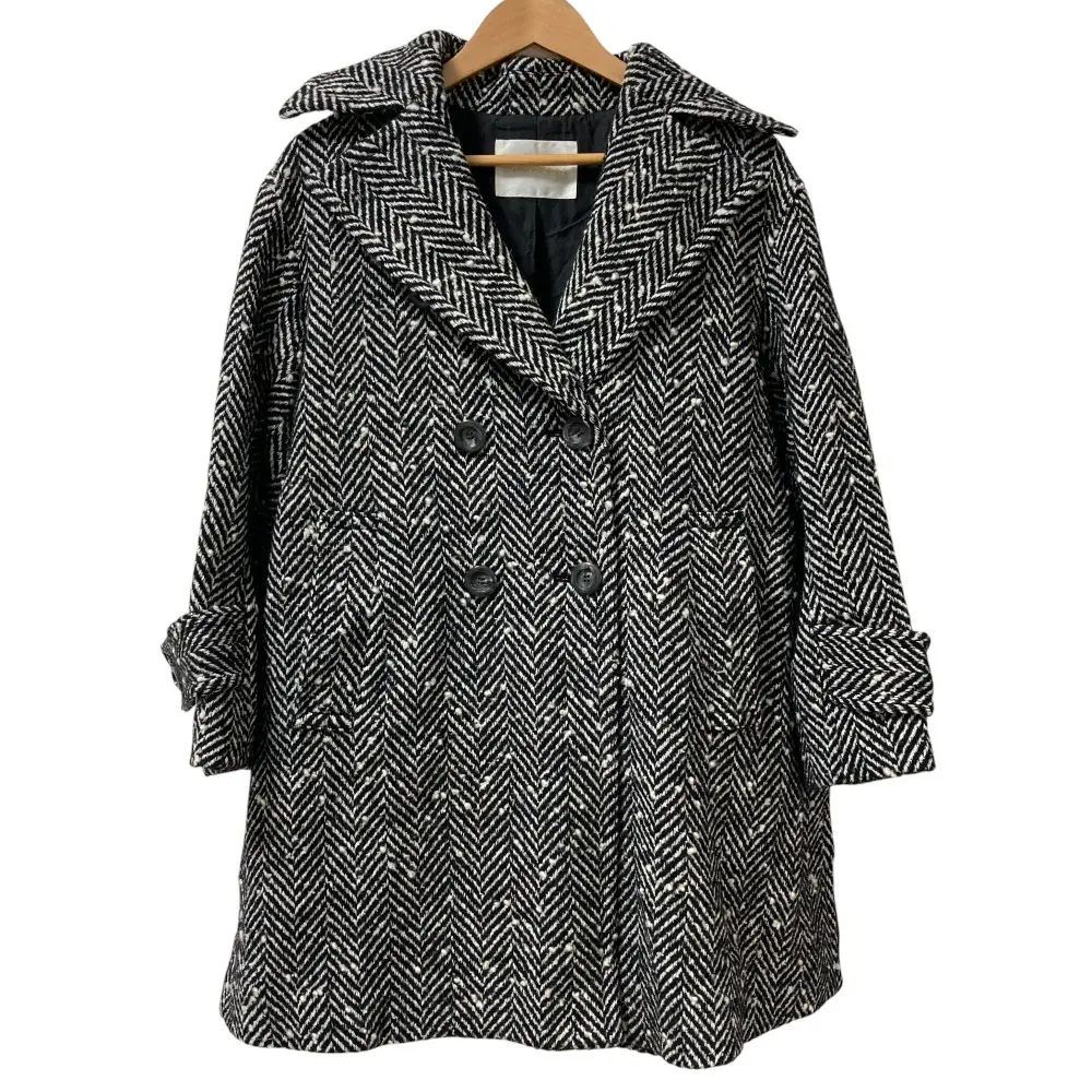 24AW Grace Class グレースクラス TEX MODA社製 ツイード ヘリンボーンネップコート サイズ36 ブラック×ホワイト