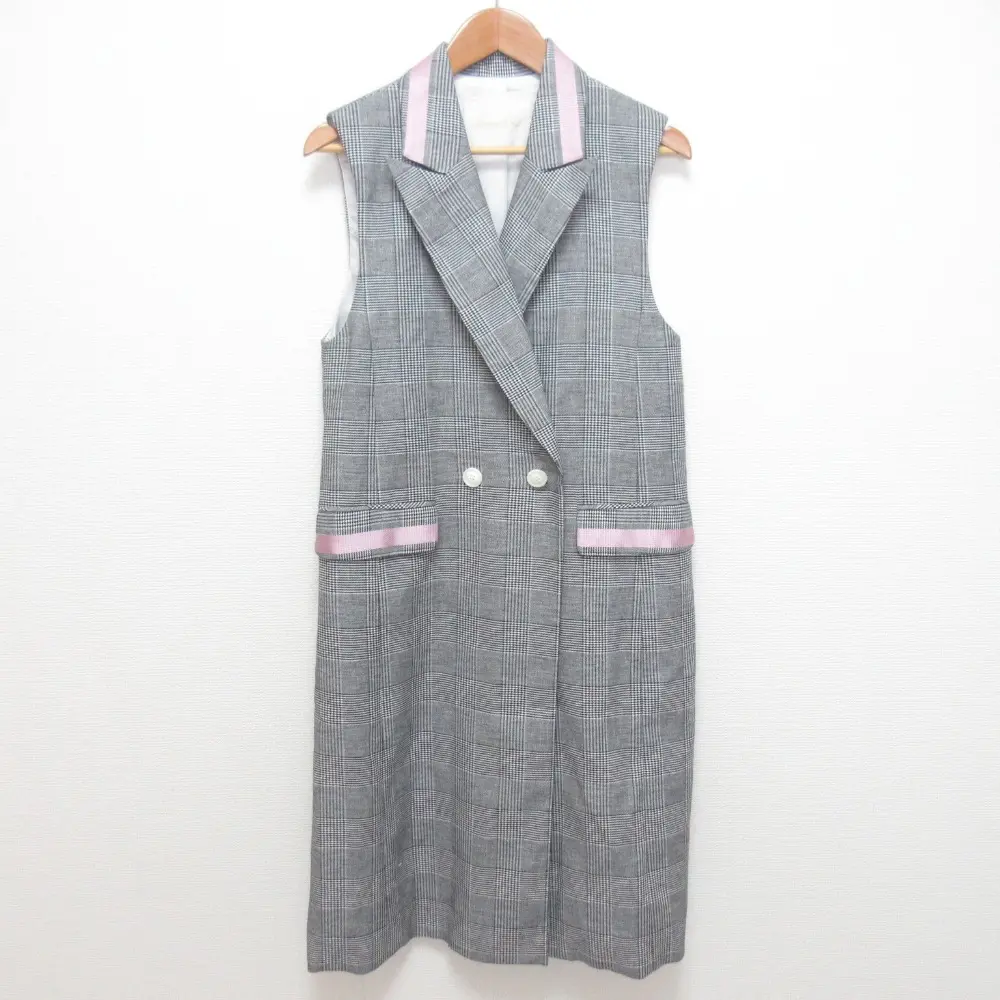 23SS Grace Class グレースクラス グレンチェックロングジレ サイズ36 0223157079 グレー