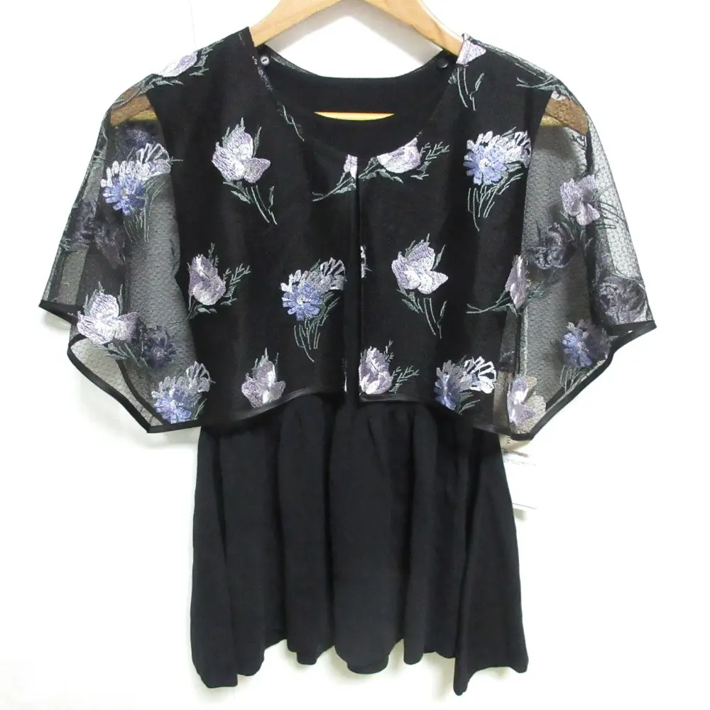 24SS GRACE CONTINENTAL グレースコンチネンタル 2way 刺繍ケープニットトップ セーター 36 ブラック