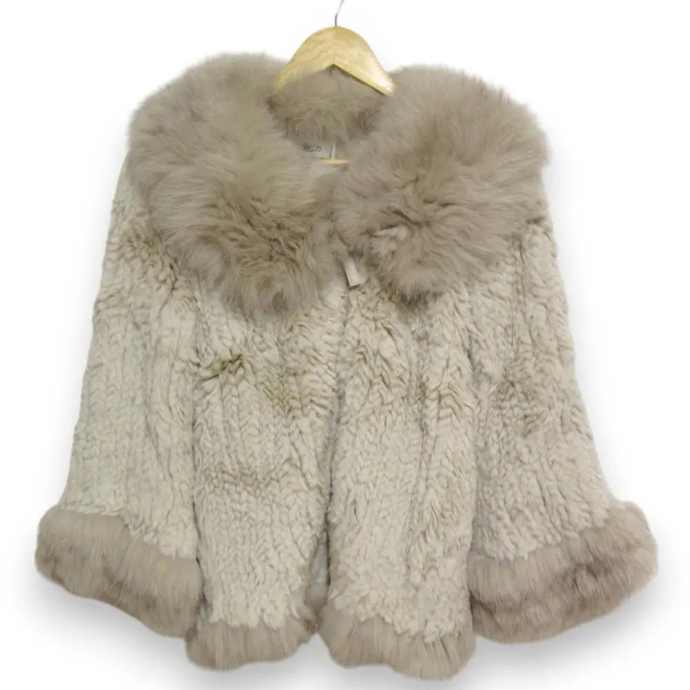 GRACE CONTINENTAL グレースコンチネンタル レッキスラビット×フォックスファー ジャケット ハーフコート 36 グレージュ