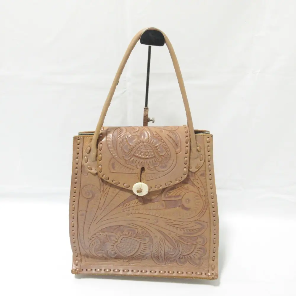 CARVING TRIBES カービングトライブス グレースコンチネンタル 総柄 レザー トートバッグ ハンドバッグ ブラウン