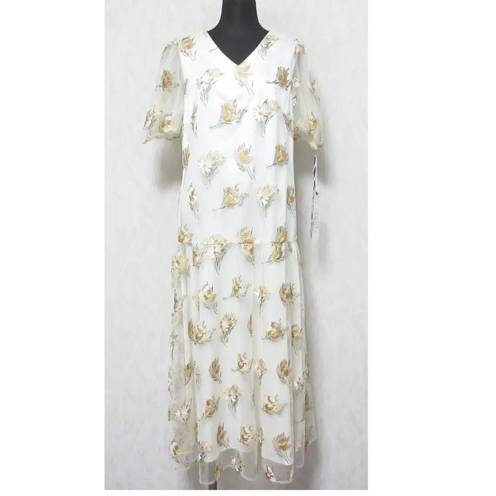 24SS GRACE CONTINENTAL グレースコンチネンタル レトロフラワー刺繍ワンピース 0124131216 38 キナリ