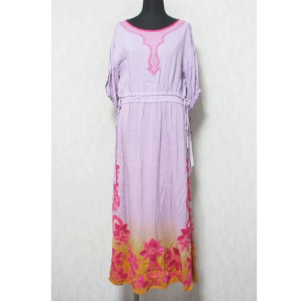 22SS GRACE CONTINENTAL グレースコンチネンタル グラデーション刺繍ワンピース 五分袖 ロングドレス 0122231013 36 ピンク