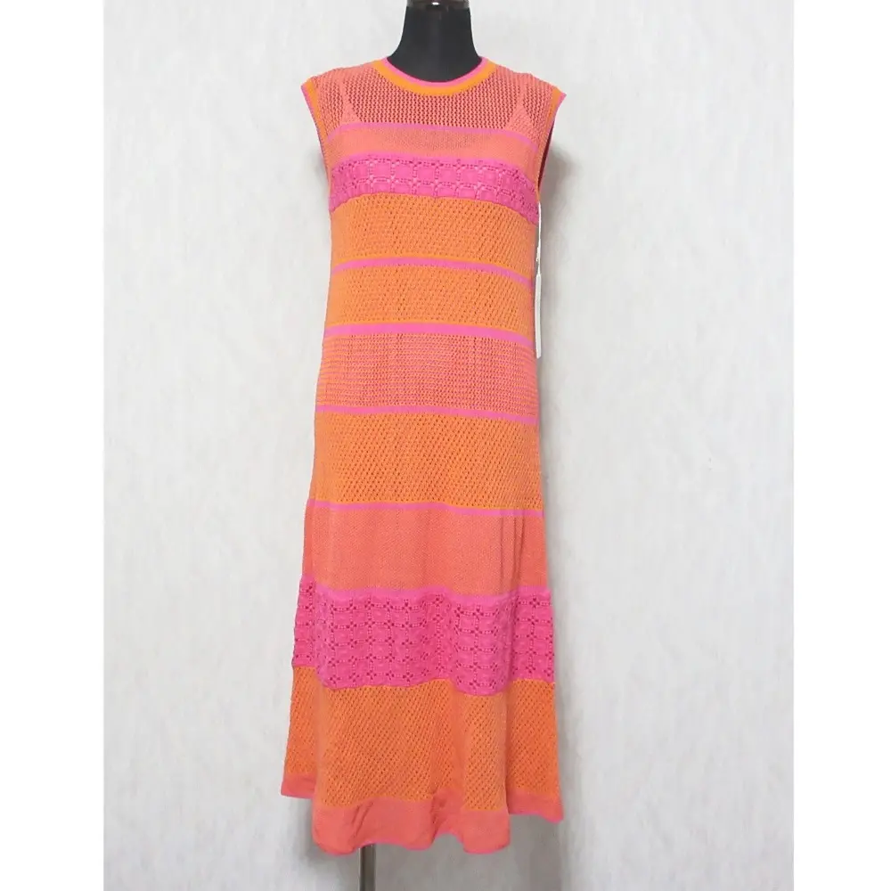 23SS GRACE CONTINENTAL グレースコンチネンタル バイカラーナローニットワンピース ミモレ丈 ドレス 0123233122 36 オレンジ
