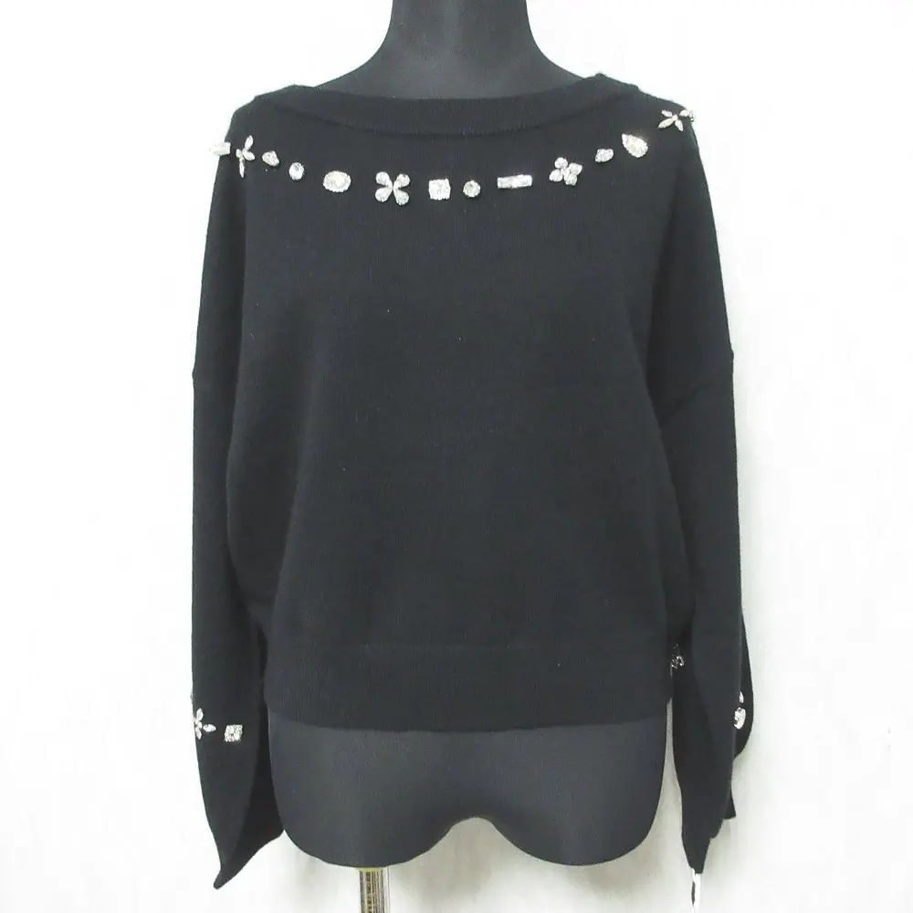 GRACE CONTINENTAL グレースコンチネンタル 24SS マルチビジューニットトップス セーター 0124143019 36 ブラック