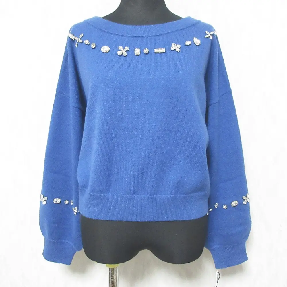 GRACE CONTINENTAL グレースコンチネンタル 24SS マルチビジューニットトップス セーター 0124143019 36 ブルー