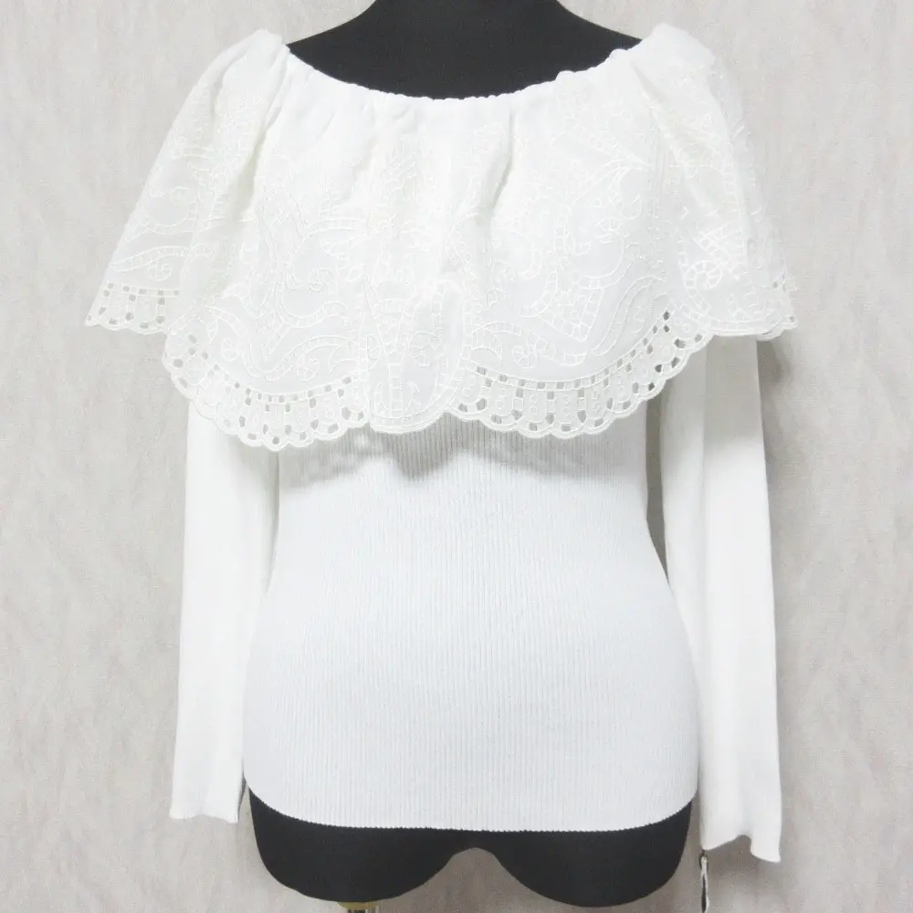 GRACE CONTINENTAL グレースコンチネンタル 24SS カットワークリブニットトップス セーター 0124143112 36 ホワイト