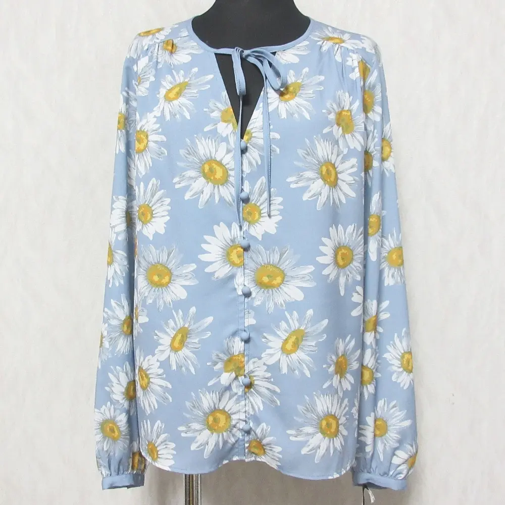 24SS GRACE CONTINENTAL グレースコンチネンタル マーガレットフラワープリントブラウス 0124141111 36 ブルー