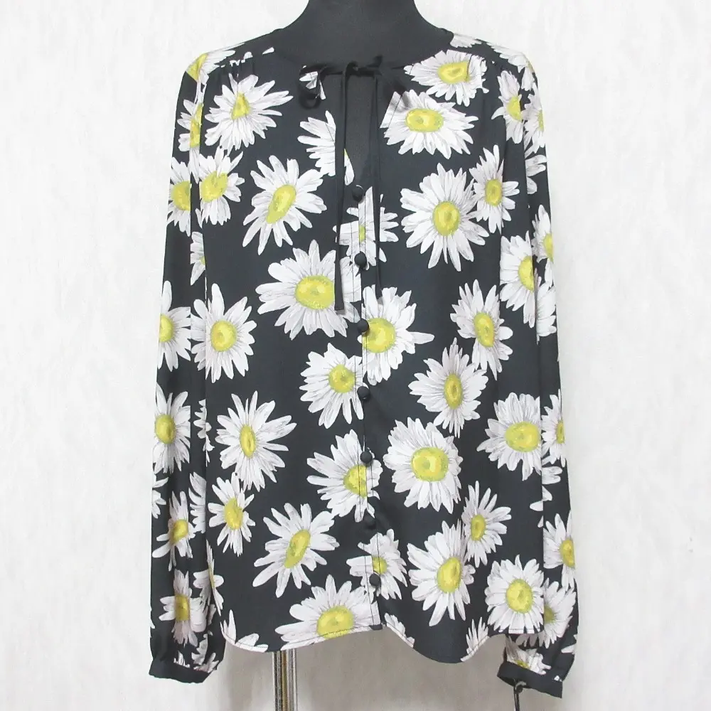 24SS GRACE CONTINENTAL グレースコンチネンタル マーガレットフラワープリントブラウス 0124141111 36 ブラック