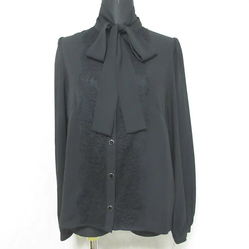 25SS GRACE CONTINENTAL グレースコンチネンタル ボウタイ レース付きブラウス 0125141412 36 ブラック