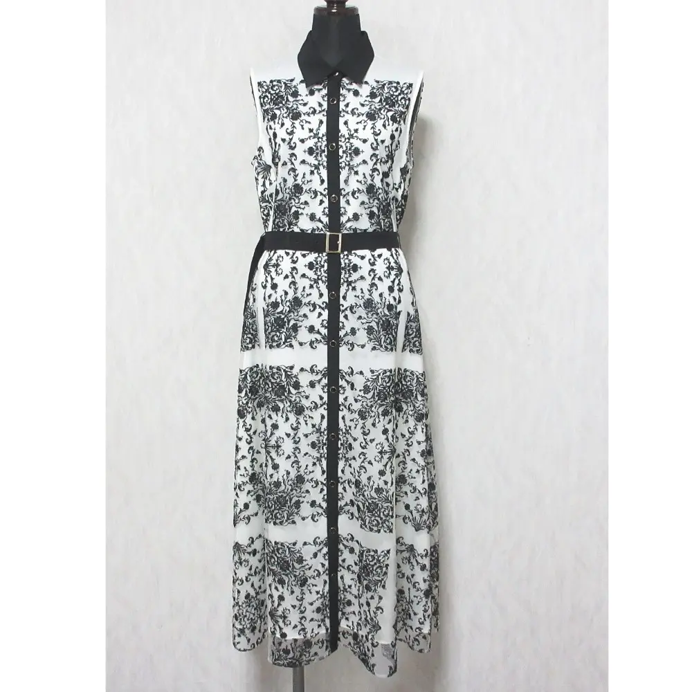 24AW GRACE CONTINENTAL グレースコンチネンタル 刺繍フレアドレス ベルト ワンピース 0124335021 38 キナリ