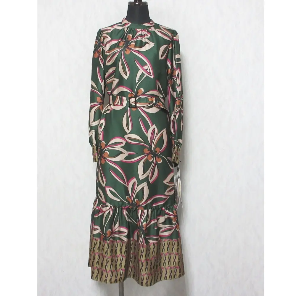 訳アリ GRACE CONTINENTAL グレースコンチネンタル 23AW レトロフラワープリントワンピース 0123331128 38 グリーン