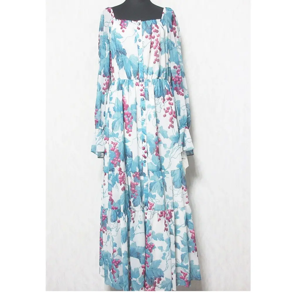 24AW GRACE CONTINENTAL グレースコンチネンタル グレーププリントティアードワンピース 0124431048 36 ベージュ