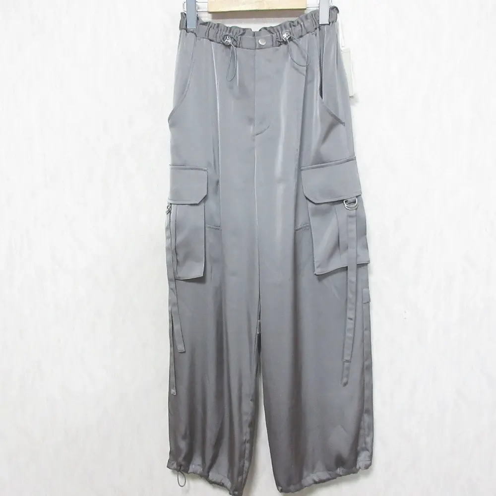 24AW GRACE CONTINENTAL グレースコンチネンタル サテン ワイドカーゴパンツ 0124311041 36 グレー