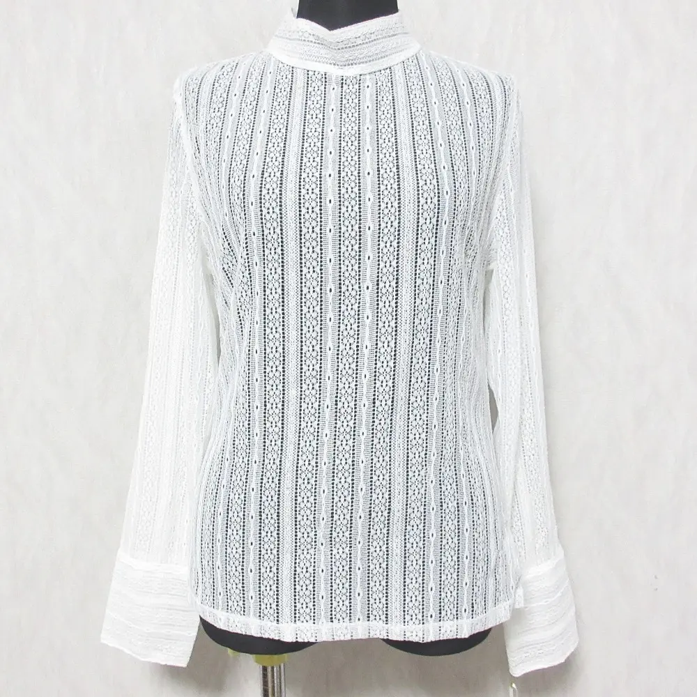 24AW GRACE CONTINENTAL グレースコンチネンタル ストレッチレーストップ ハイネック シアーカットソー 0124342196 36 ホワイト