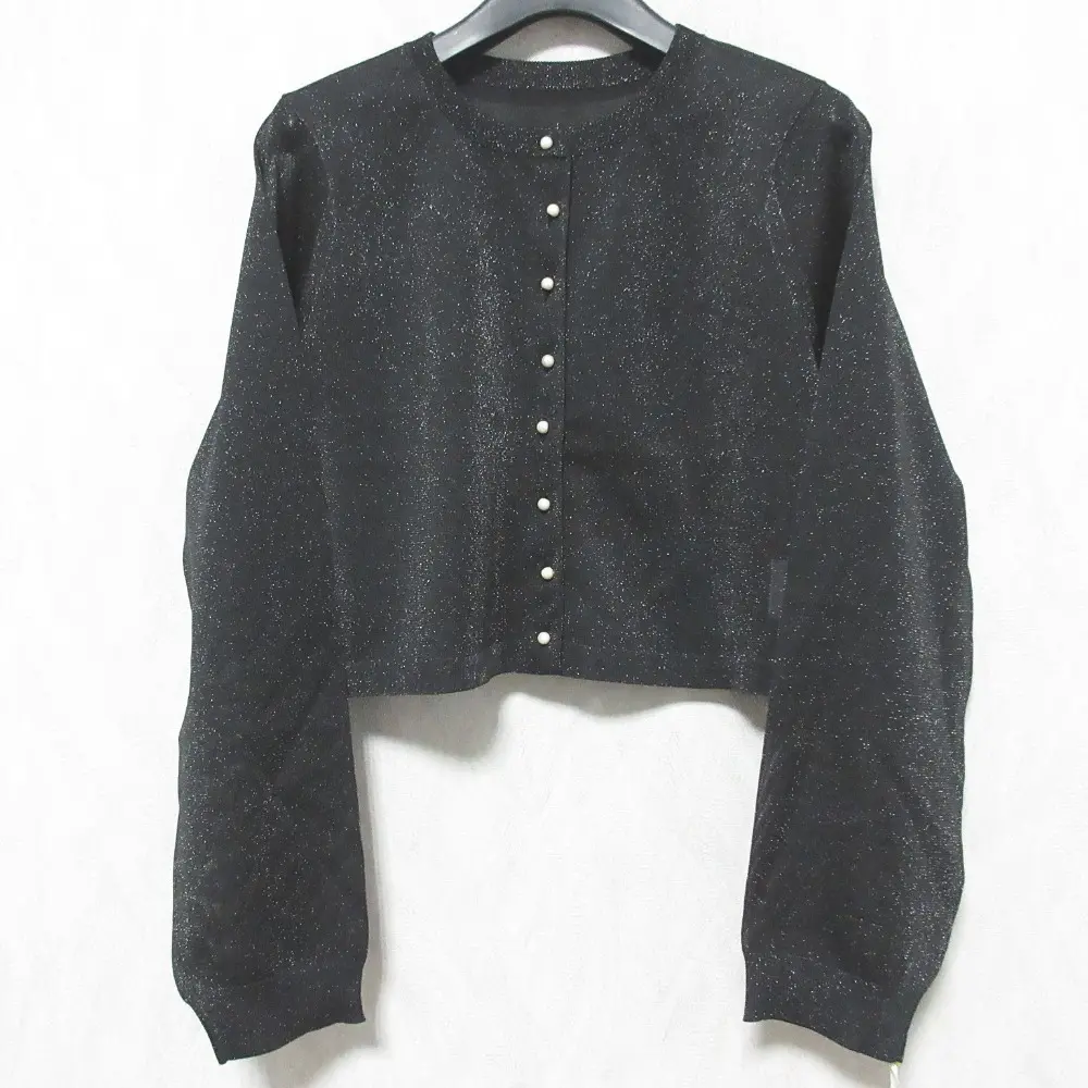 24AW GRACE CONTINENTAL グレースコンチネンタル ラメシアーショートニットカーディガン 0124353086 36 ブラック