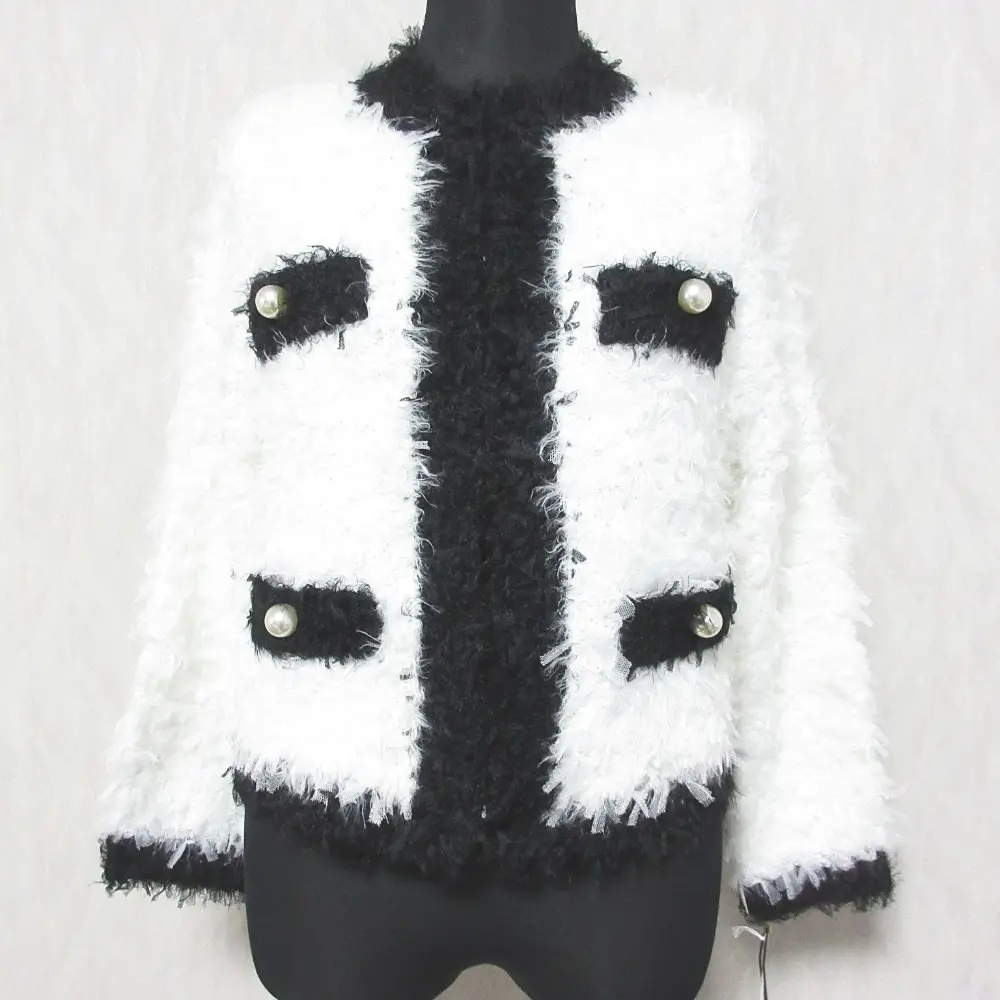 22SS GRACE CONTINENTAL グレースコンチネンタル チュールニットジャケット ノーカラー ブルゾン 0122103025 36 ホワイト