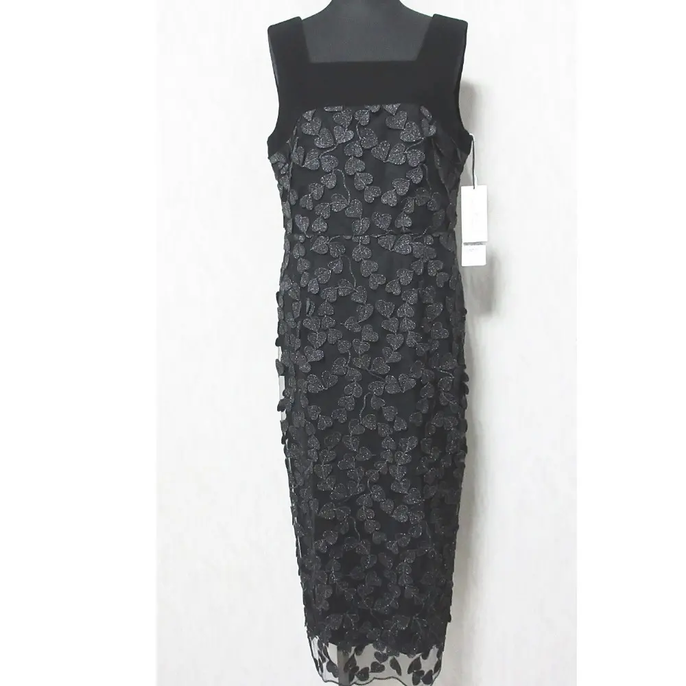 23SS GRACE CONTINENTAL グレースコンチネンタル ハートチュールワンピース ノースリーブ ロングドレス 0123135031 38 ブラック